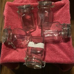 Set of Clear Glass Jars with Metal Clasps